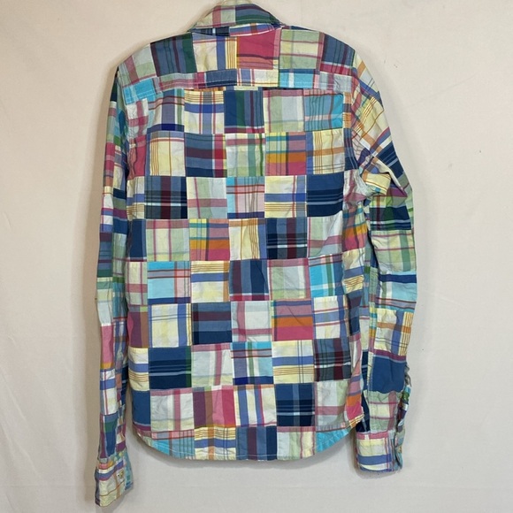 Abercrombie and Fitch Patchwork Plaid Madras Muscle Fit Shirt, Size M - Picture 2 of 4